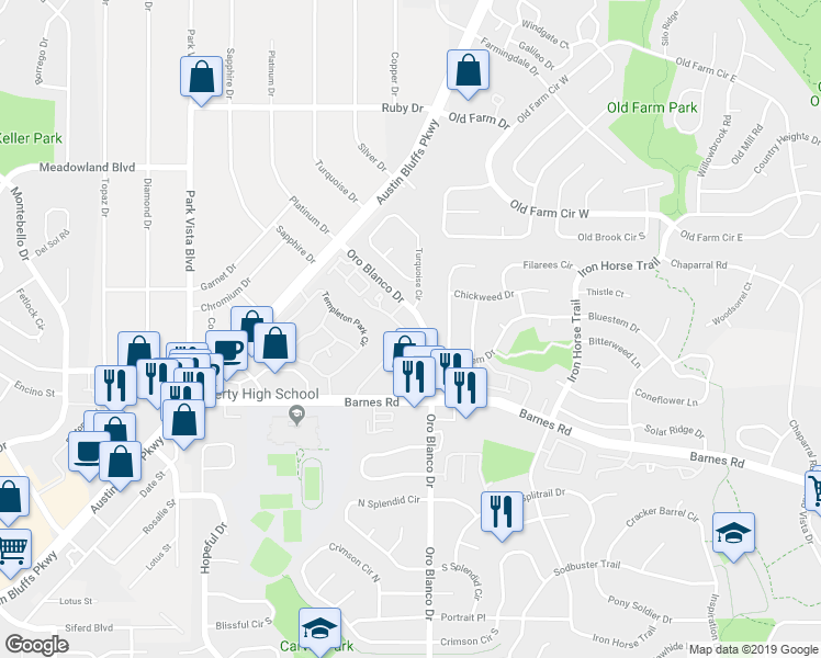 map of restaurants, bars, coffee shops, grocery stores, and more near 4648 Winewood Village Drive in Colorado Springs