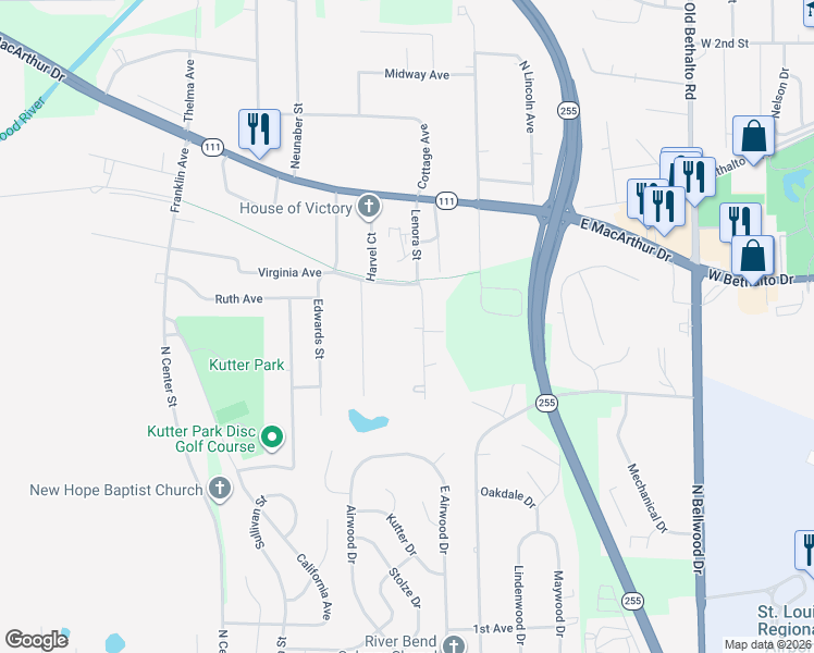 map of restaurants, bars, coffee shops, grocery stores, and more near 126 Lenora Street in Rosewood Heights