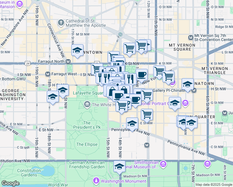 map of restaurants, bars, coffee shops, grocery stores, and more near 101 Independence Avenue Southeast in Washington