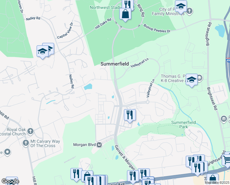 map of restaurants, bars, coffee shops, grocery stores, and more near 722 Garrett A Morgan Boulevard in Hyattsville