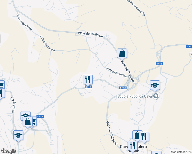 map of restaurants, bars, coffee shops, grocery stores, and more near 91 Viale Fiume Mesima in Cava-cuculera Nobile