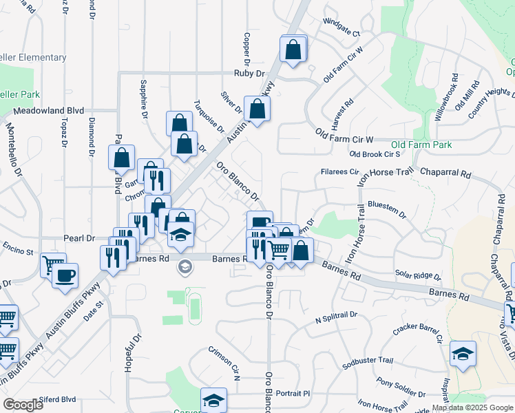 map of restaurants, bars, coffee shops, grocery stores, and more near 4648 Winewood Village Drive in Colorado Springs