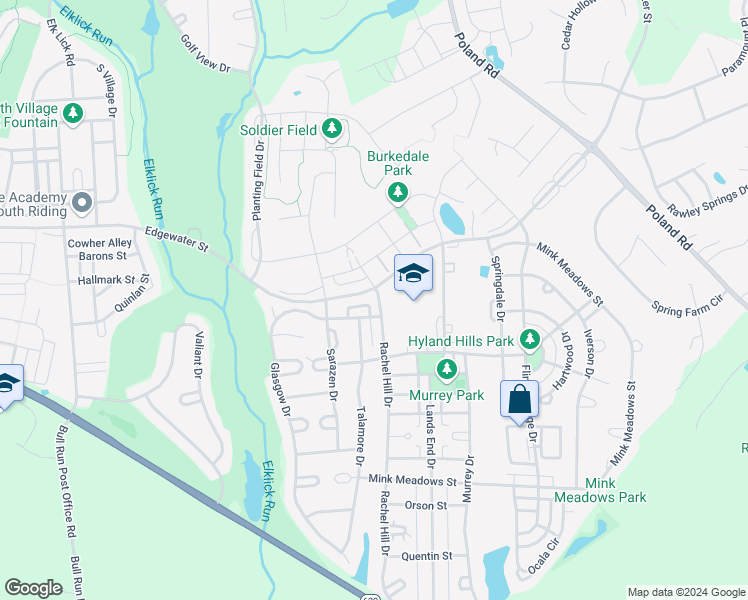 map of restaurants, bars, coffee shops, grocery stores, and more near 25937 Rachel Hill Drive in Chantilly