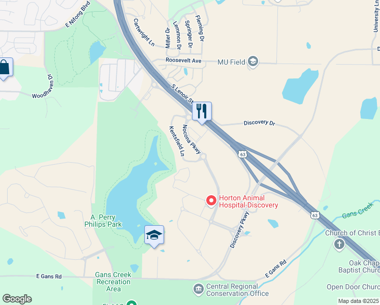 map of restaurants, bars, coffee shops, grocery stores, and more near 4501 Kentsfield Lane in Columbia