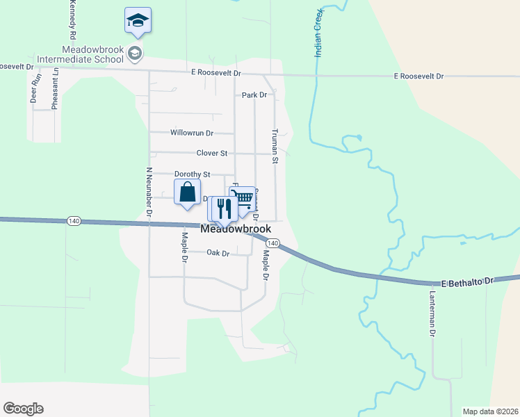 map of restaurants, bars, coffee shops, grocery stores, and more near 110 Sunset Drive in Bethalto