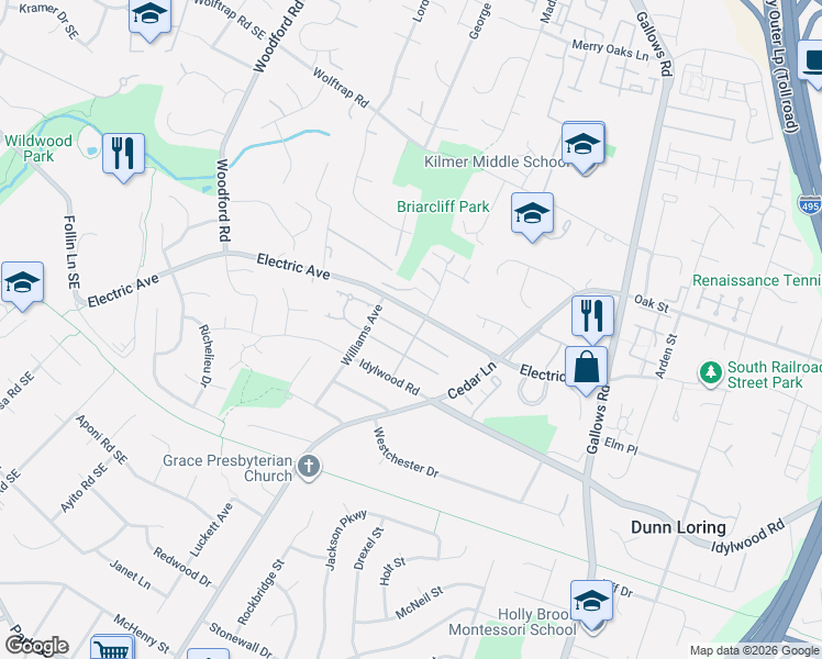 map of restaurants, bars, coffee shops, grocery stores, and more near 8316 2nd Avenue in Vienna