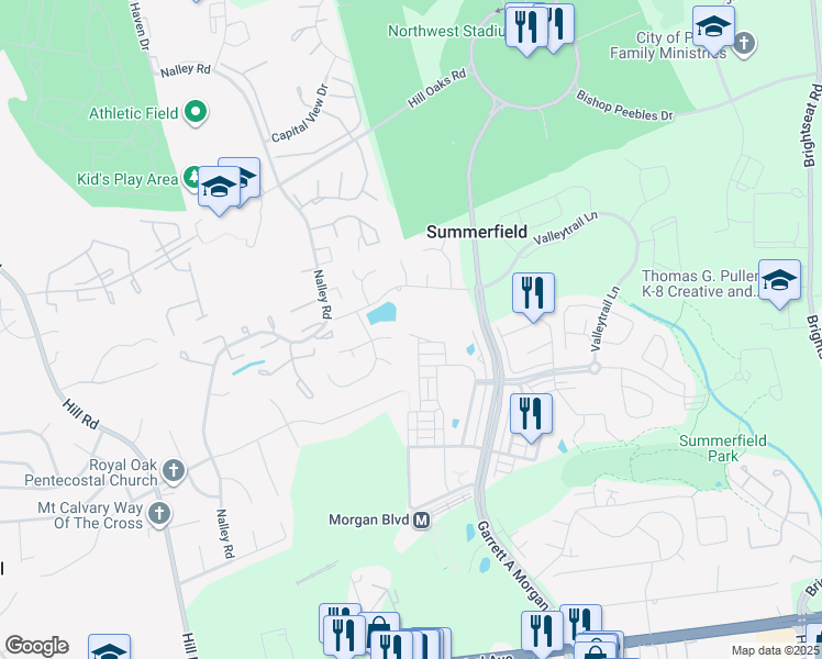 map of restaurants, bars, coffee shops, grocery stores, and more near 8000 Advantage Lane in Prince George's County