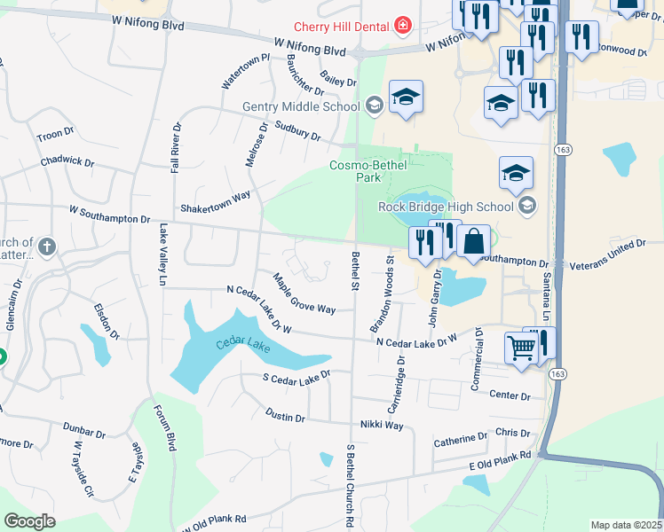 map of restaurants, bars, coffee shops, grocery stores, and more near 200 Apple Tree Court in Columbia