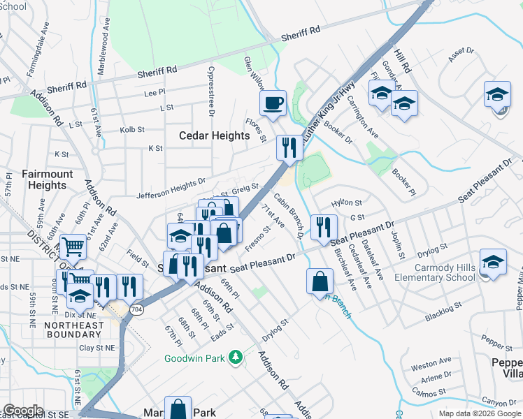 map of restaurants, bars, coffee shops, grocery stores, and more near 101 Independence Avenue Southeast in Washington