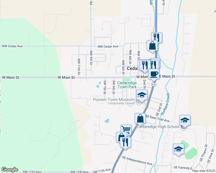 map of restaurants, bars, coffee shops, grocery stores, and more near 660 Southwest 2nd Avenue in Cedaredge