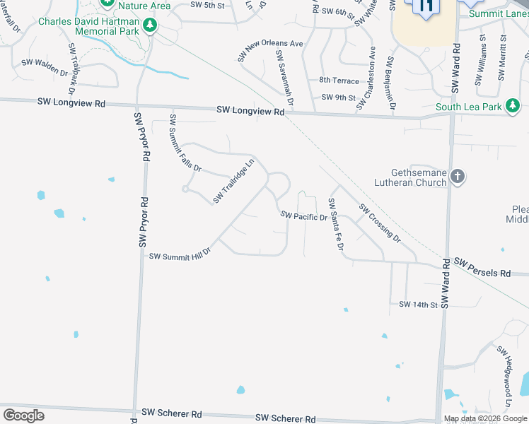 map of restaurants, bars, coffee shops, grocery stores, and more near 1604 Southwest Summit Hill Court in Lee's Summit