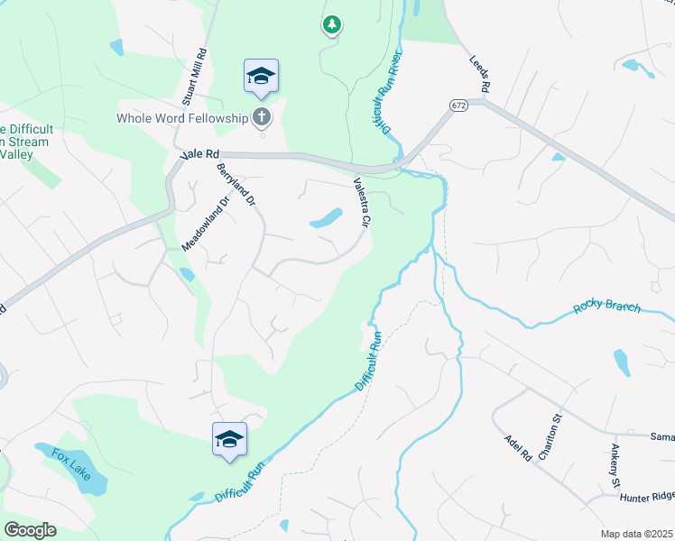map of restaurants, bars, coffee shops, grocery stores, and more near 2723 Valestra Circle in Oakton