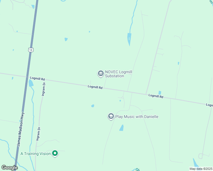 map of restaurants, bars, coffee shops, grocery stores, and more near 2635 Logmill Road in Haymarket