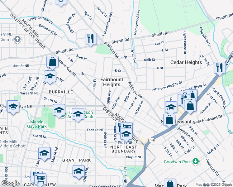 map of restaurants, bars, coffee shops, grocery stores, and more near 101 Independence Avenue Southeast in Washington