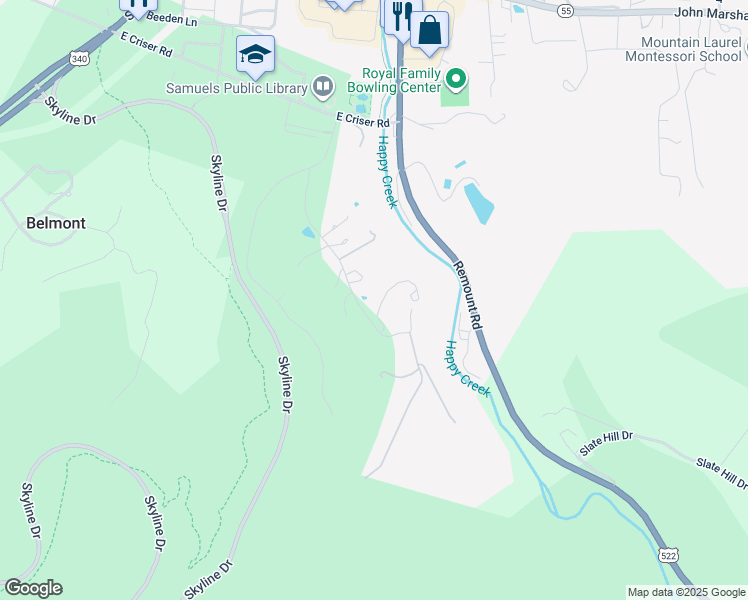 map of restaurants, bars, coffee shops, grocery stores, and more near 1168 Fox Drive in Front Royal