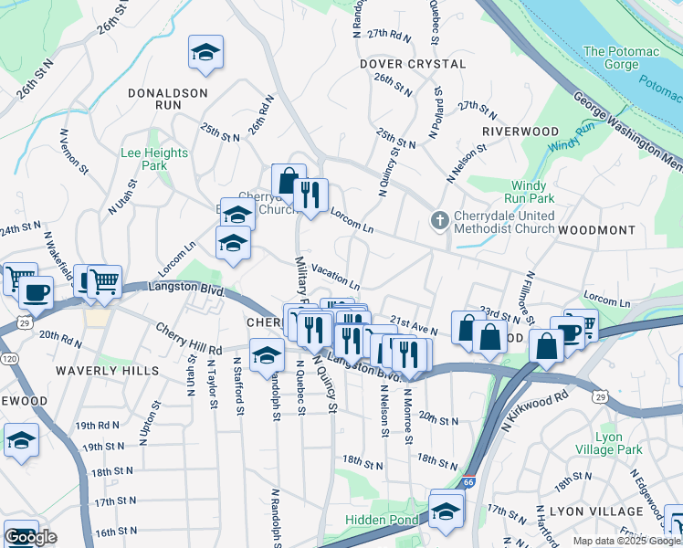 map of restaurants, bars, coffee shops, grocery stores, and more near 101 Independence Avenue Southeast in Washington