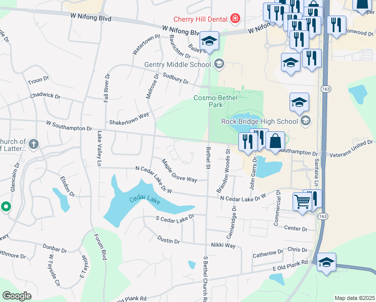 map of restaurants, bars, coffee shops, grocery stores, and more near 200 Apple Tree Court in Columbia