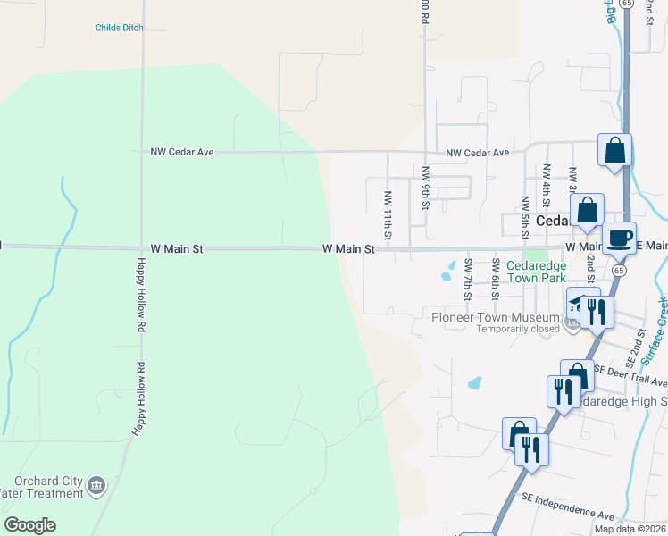 map of restaurants, bars, coffee shops, grocery stores, and more near 1271 West Main Street in Cedaredge