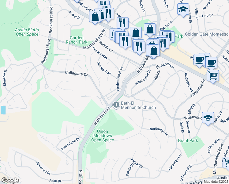 map of restaurants, bars, coffee shops, grocery stores, and more near 2530 Hamlet Lane in Colorado Springs