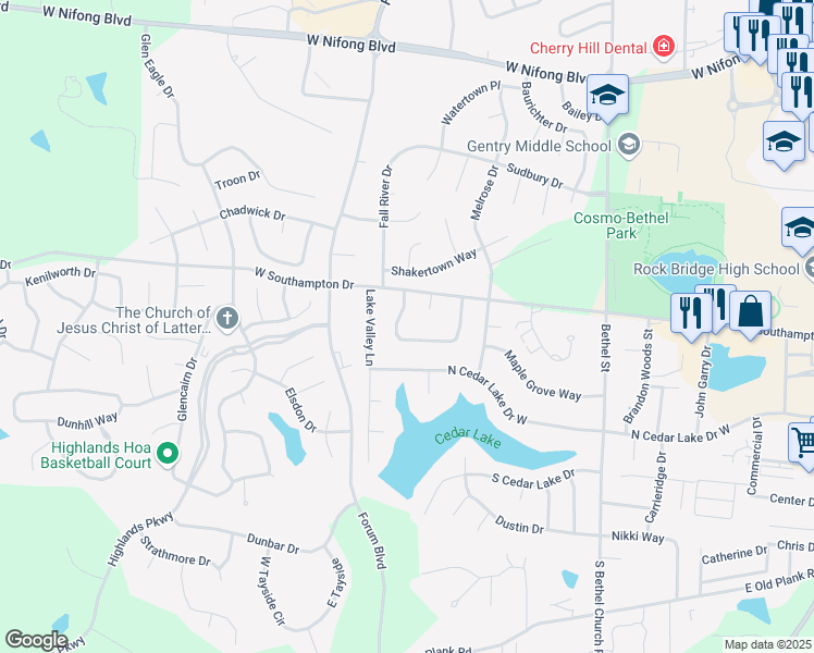 map of restaurants, bars, coffee shops, grocery stores, and more near 702-704 Pear Tree Circle in Columbia