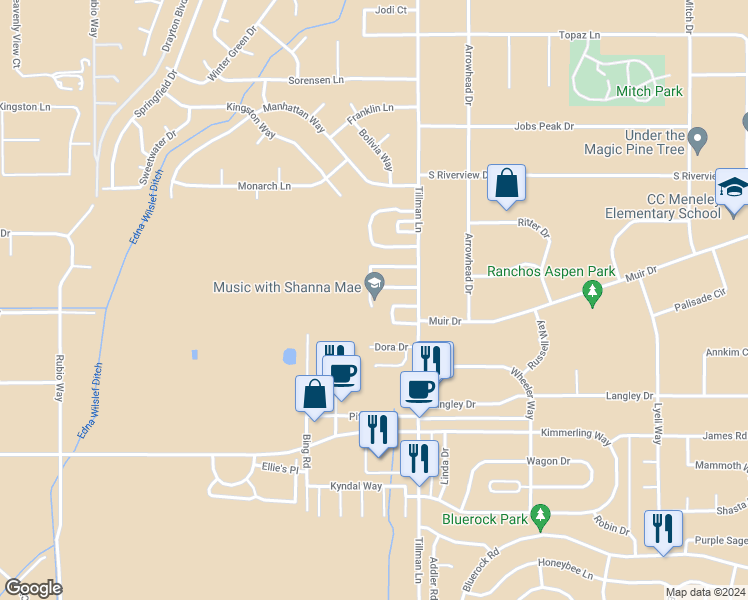 map of restaurants, bars, coffee shops, grocery stores, and more near 851 Cabernet Court in Gardnerville