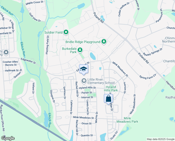 map of restaurants, bars, coffee shops, grocery stores, and more near 43464 Hyland Hills Street in Chantilly