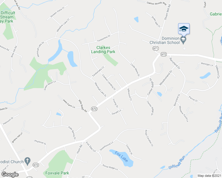 map of restaurants, bars, coffee shops, grocery stores, and more near 2744 Clarkes Landing Drive in Oakton
