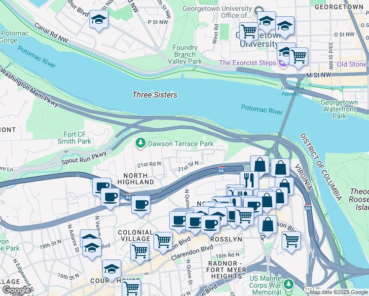 map of restaurants, bars, coffee shops, grocery stores, and more near 101 Independence Avenue Southeast in Washington