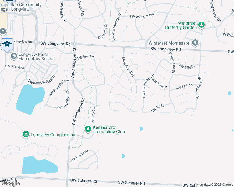 map of restaurants, bars, coffee shops, grocery stores, and more near 2781 Southwest 11th Street in Lee's Summit