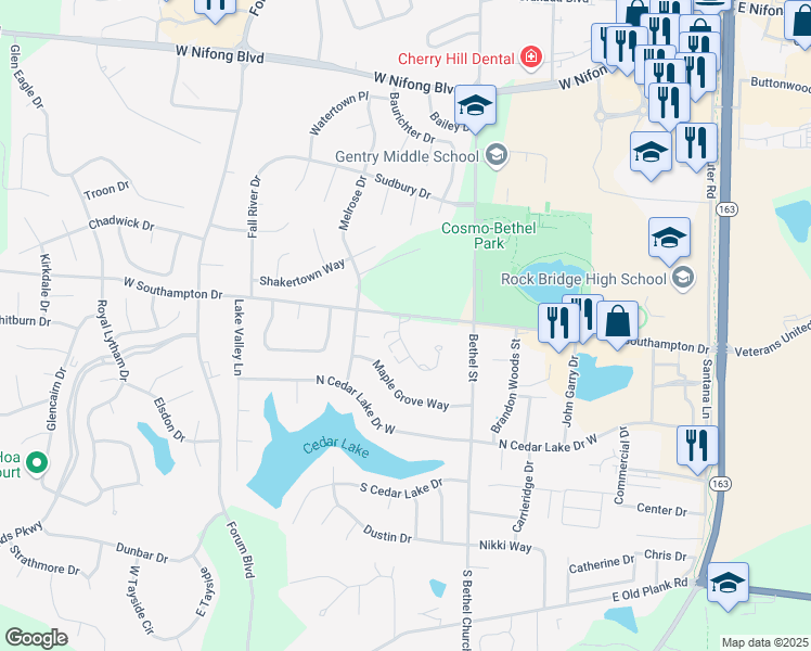 map of restaurants, bars, coffee shops, grocery stores, and more near 258 West Southampton Drive in Columbia