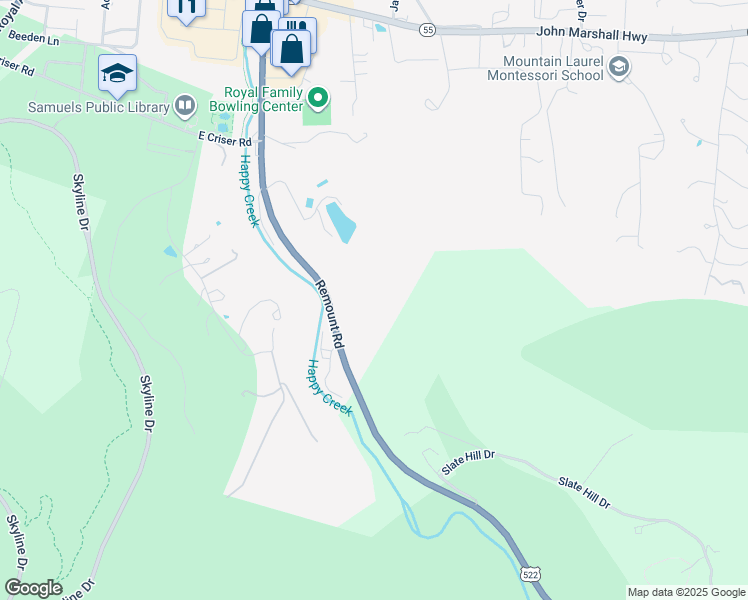 map of restaurants, bars, coffee shops, grocery stores, and more near 700 Remount Road in Front Royal