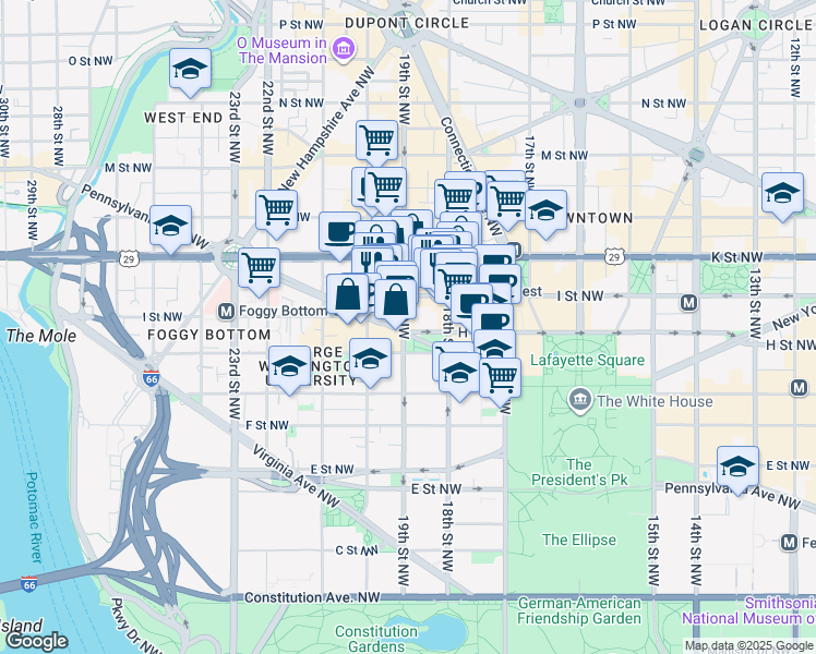 map of restaurants, bars, coffee shops, grocery stores, and more near 101 Independence Avenue Southeast in Washington