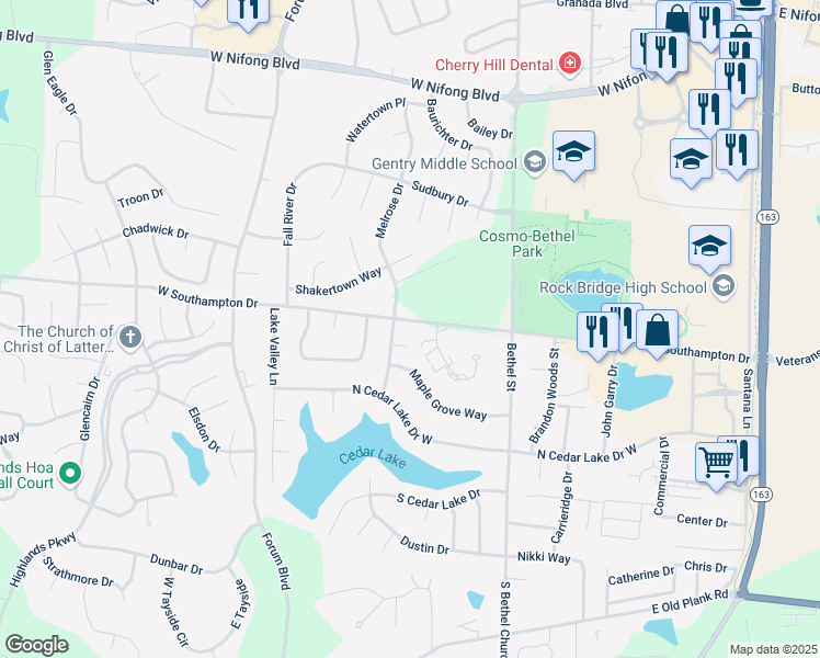 map of restaurants, bars, coffee shops, grocery stores, and more near 406 West Southampton Drive in Columbia