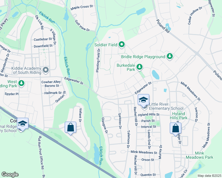 map of restaurants, bars, coffee shops, grocery stores, and more near 43305 Burke Dale Street in Chantilly