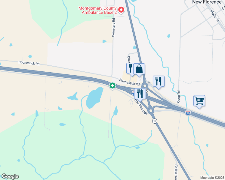 map of restaurants, bars, coffee shops, grocery stores, and more near 432 Tree Farm Road in New Florence