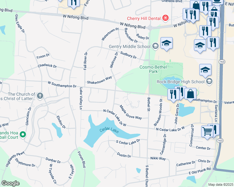 map of restaurants, bars, coffee shops, grocery stores, and more near 406 West Southampton Drive in Columbia