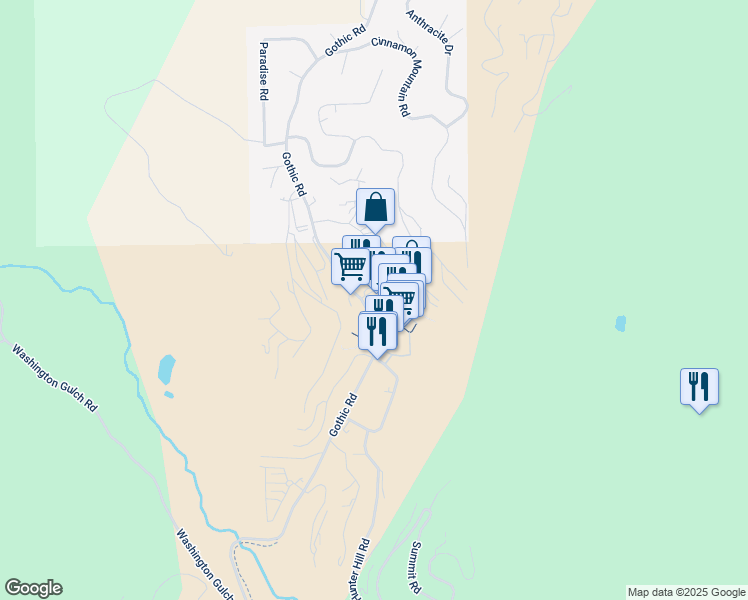 map of restaurants, bars, coffee shops, grocery stores, and more near 6 Emmons Road in Crested Butte