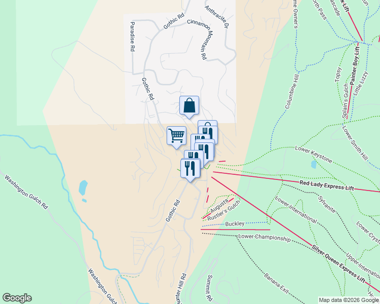 map of restaurants, bars, coffee shops, grocery stores, and more near 15 Emmons Road in Crested Butte