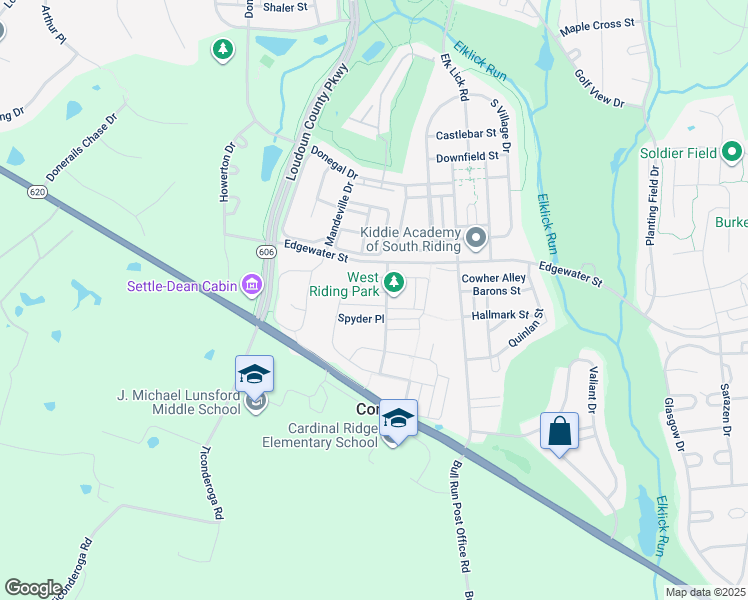 map of restaurants, bars, coffee shops, grocery stores, and more near 25916 Kimberly Rose Drive in Chantilly