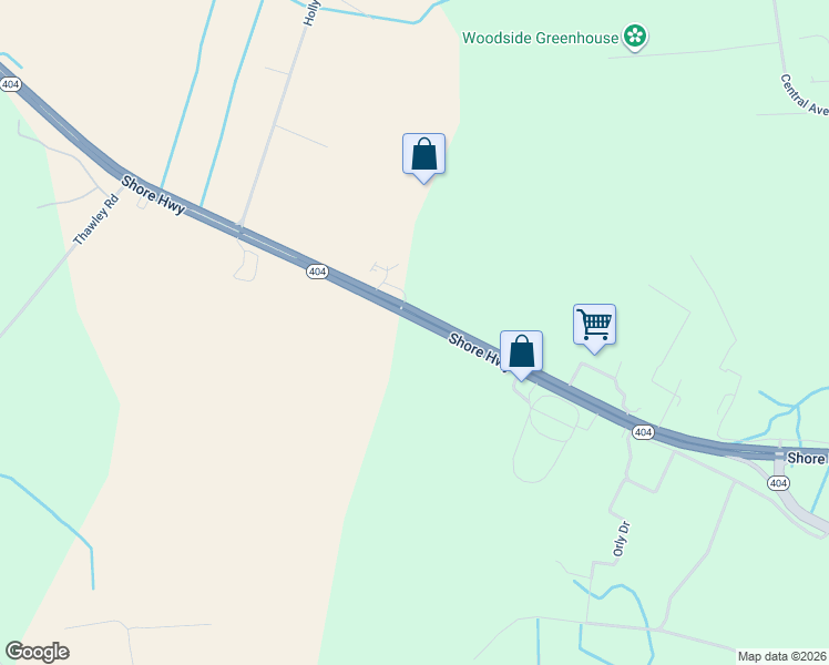 map of restaurants, bars, coffee shops, grocery stores, and more near 24131 Shore Highway in Denton