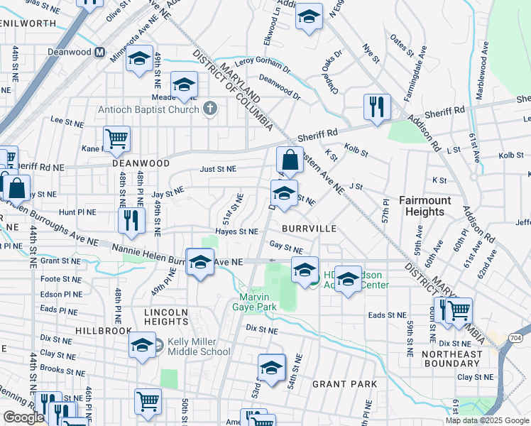 map of restaurants, bars, coffee shops, grocery stores, and more near 822 Division Avenue Northeast in Washington