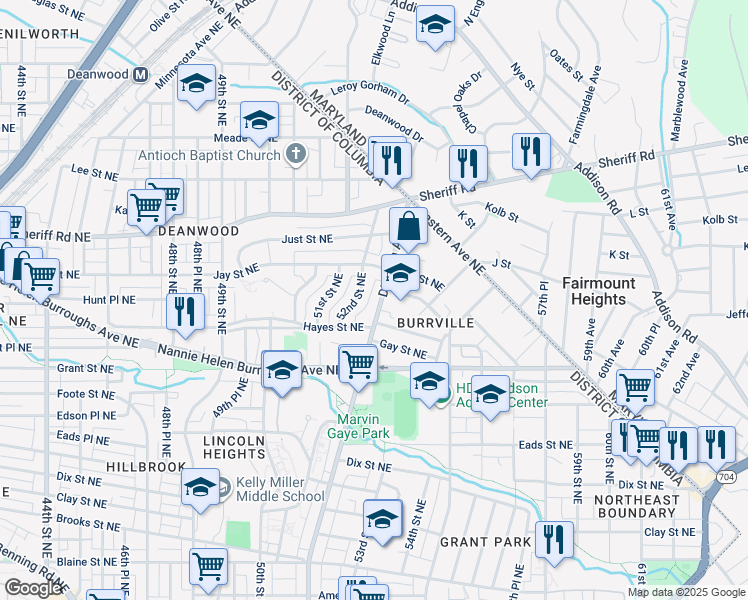 map of restaurants, bars, coffee shops, grocery stores, and more near 822 Division Avenue Northeast in Washington