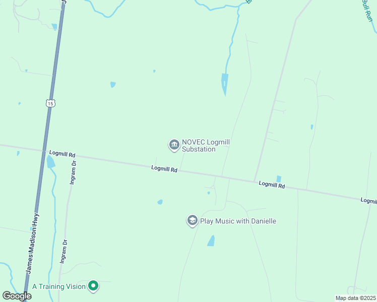 map of restaurants, bars, coffee shops, grocery stores, and more near 2639 Logmill Road in Haymarket