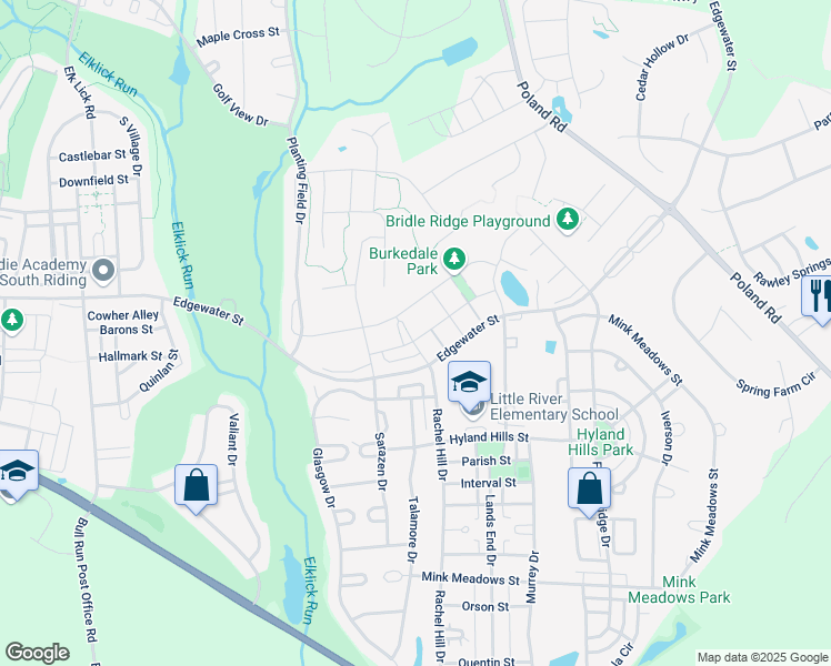 map of restaurants, bars, coffee shops, grocery stores, and more near 25918 Raflo Lane in Chantilly