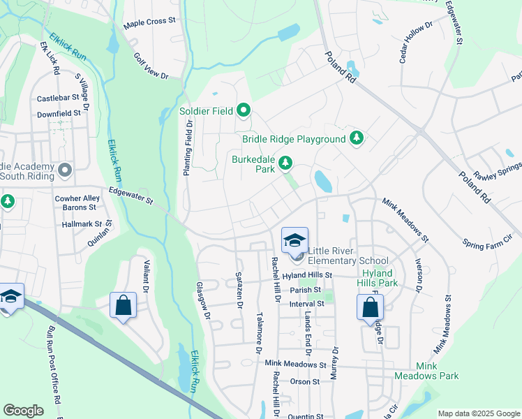 map of restaurants, bars, coffee shops, grocery stores, and more near 25918 Raflo Lane in Chantilly