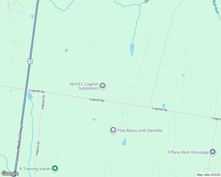 map of restaurants, bars, coffee shops, grocery stores, and more near 2639 Logmill Road in Haymarket