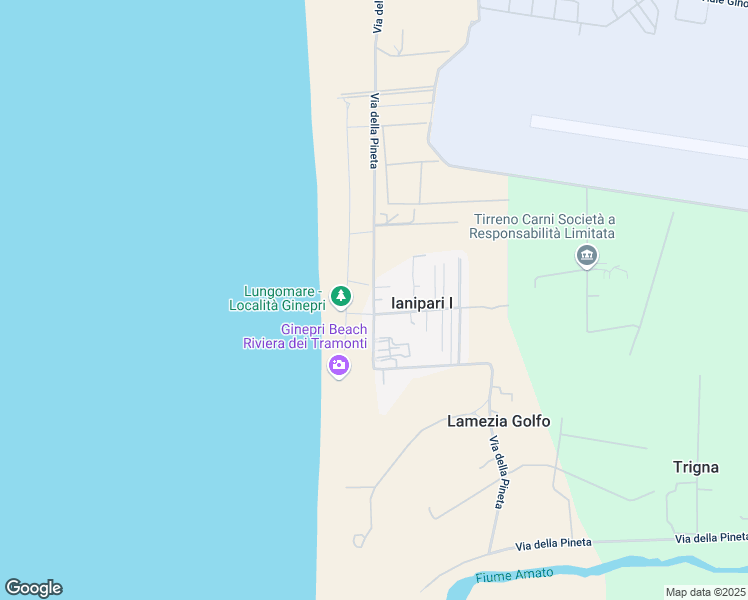 map of restaurants, bars, coffee shops, grocery stores, and more near Via della Pineta in Ianipari I