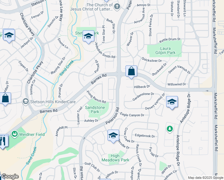 map of restaurants, bars, coffee shops, grocery stores, and more near 4751 Kerry Lynn View in Colorado Springs