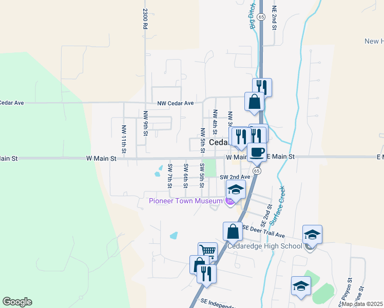 map of restaurants, bars, coffee shops, grocery stores, and more near 157 6th Street in Cedaredge