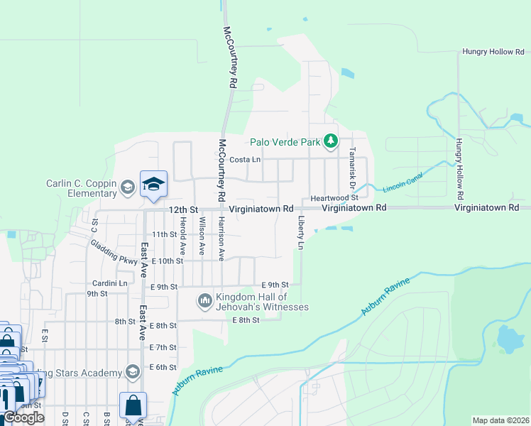 map of restaurants, bars, coffee shops, grocery stores, and more near 1256 Red Leaf Way in Lincoln
